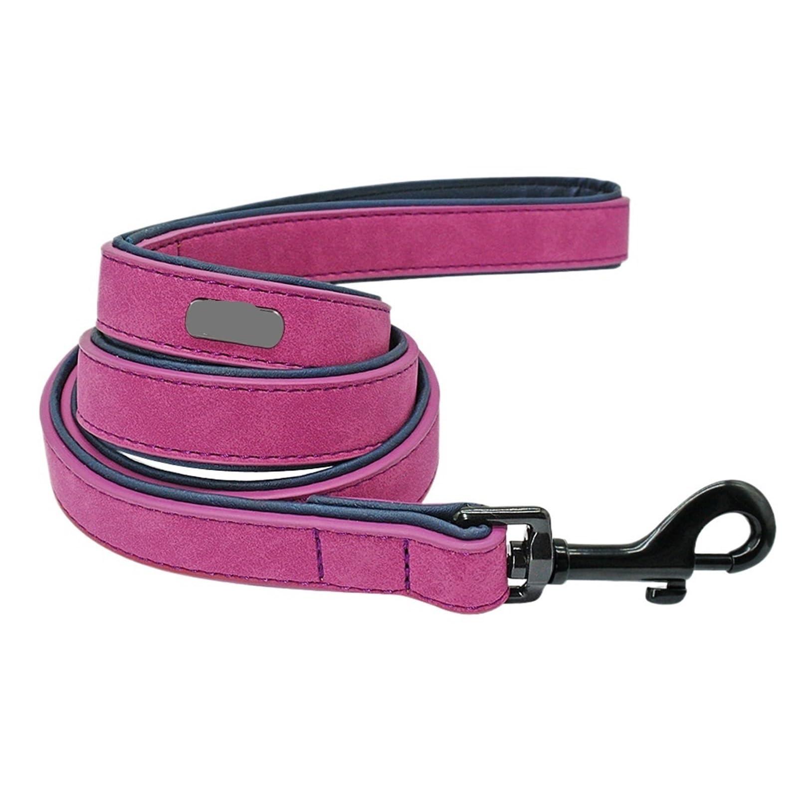 Laisse pour chien – 2 couches en cuir souple avec poignée rembourrée (Violet, S)