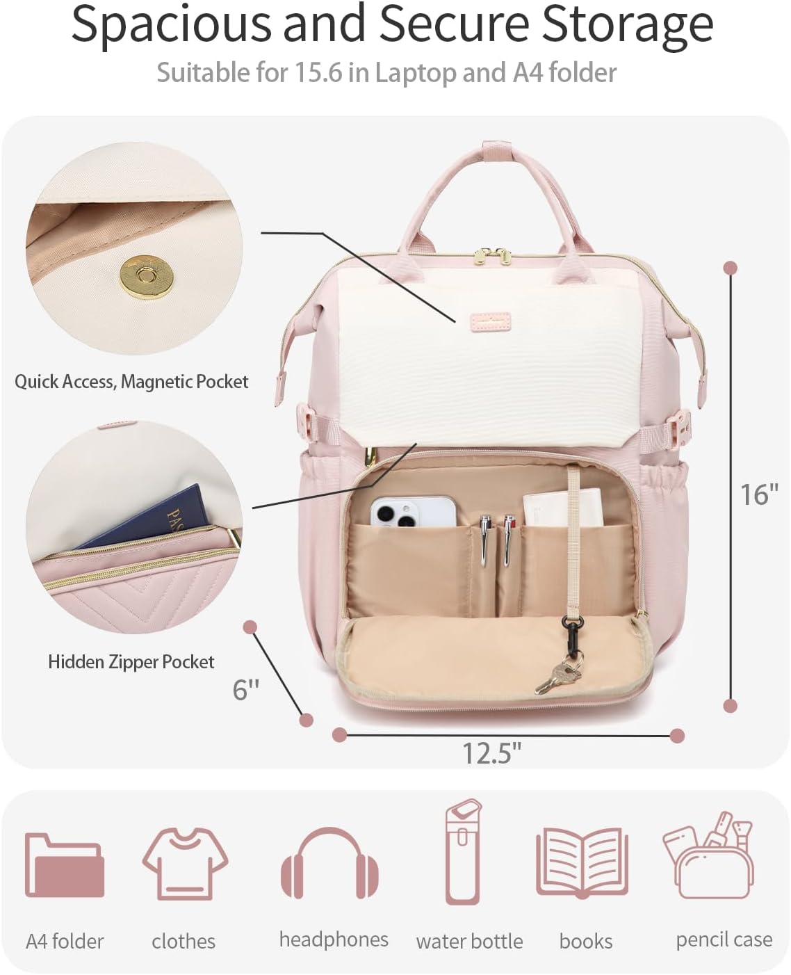 Computer Backpack for Women, Work Bag Laptop Bookbag with