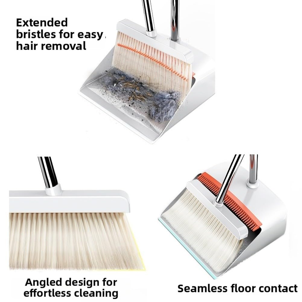 Kit di scopa e paletta ergonomici con setole dense per spazzare gli