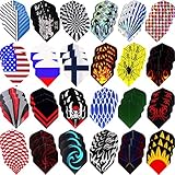 MAXMAU Dart Flights 24 Sets (72 Pcs) Standard Shape Durable PET Flights for Steel Tip Darts, Perfect Accessories Equipment Supplies for Dart Games