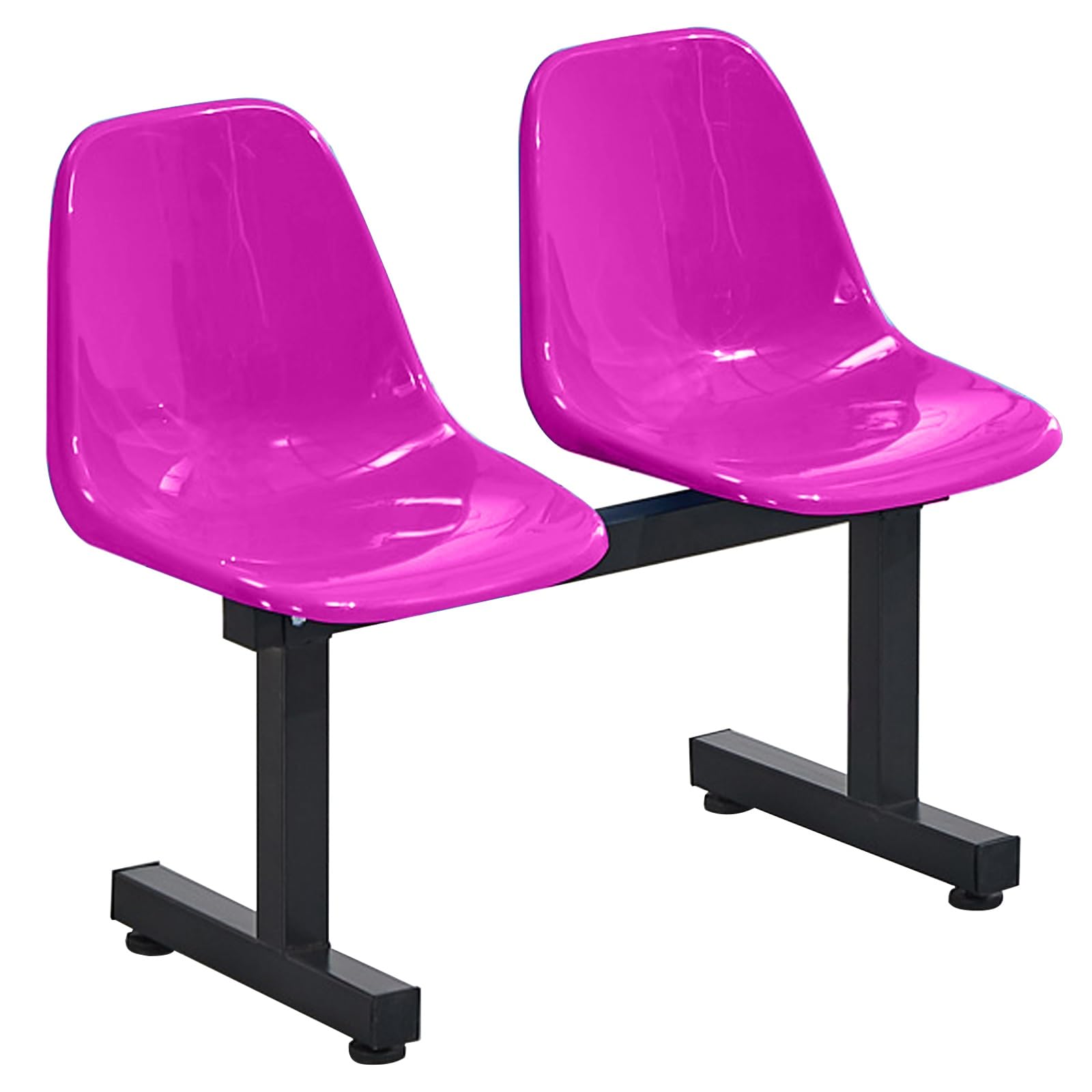 HCZKIUJY Purple 2-Seat Waiting Room Chair with Backrest - Durable Indoor/Outdoor Stadium Bench, Plastic Reception Seat for Clinics, Airports, Hospitals, Hair Salons, and Lounges