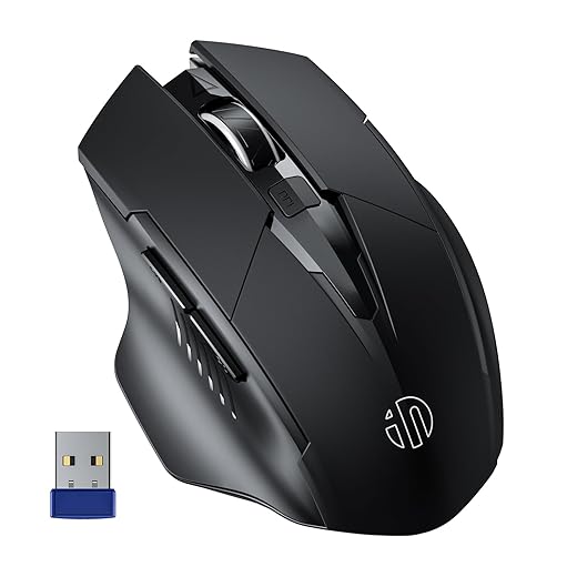 INPHIC Bluetooth Mouse [Upgraded: Battery Level Visible], Rechargeable Wireless Mouse Multi-Device (Tri-Mode:BT 5.0/4.0+2.4Ghz) with Silent,Black
