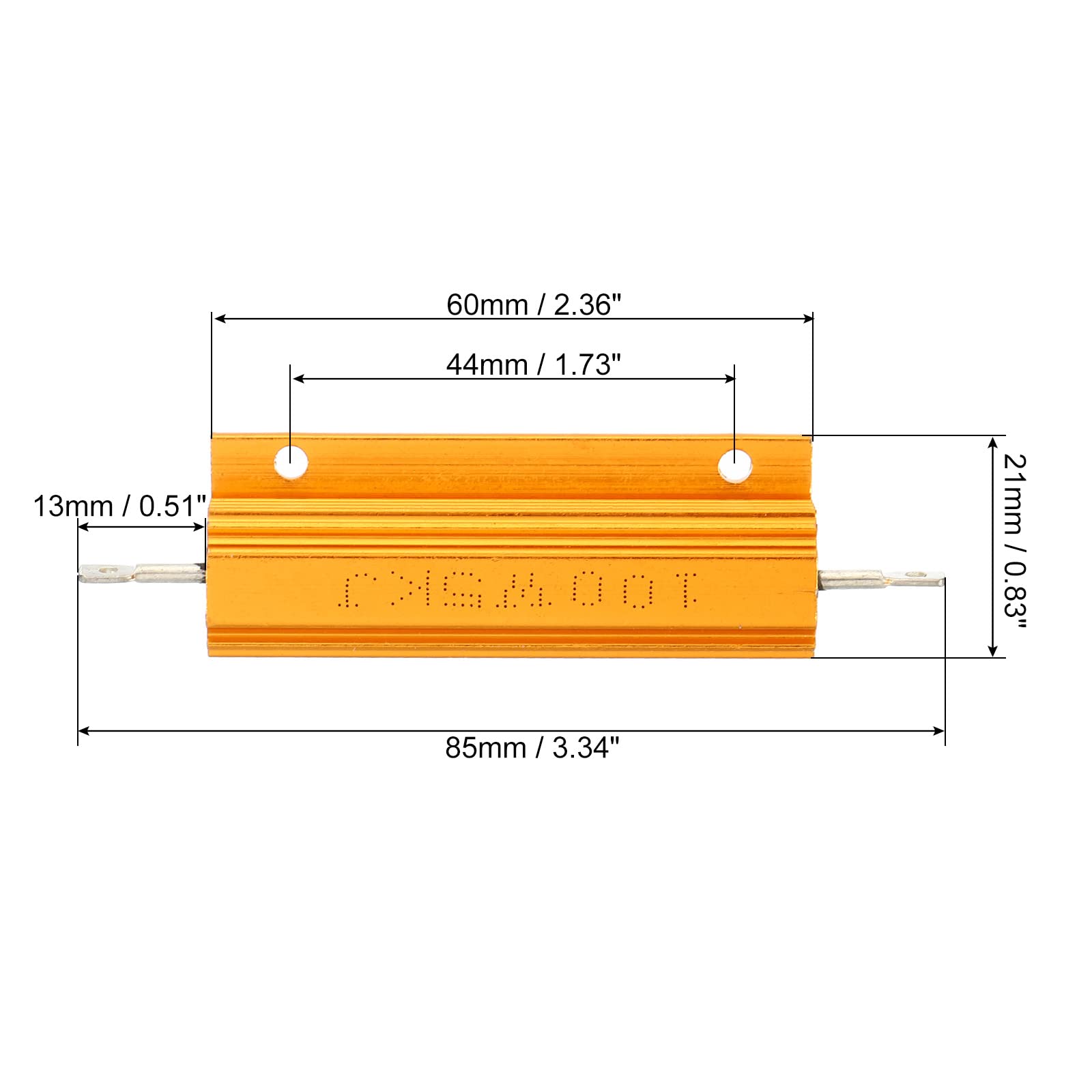 100W 2.2 Ohm Aluminium Coque Résistance 5 Lot Aluminium Résistances Vis