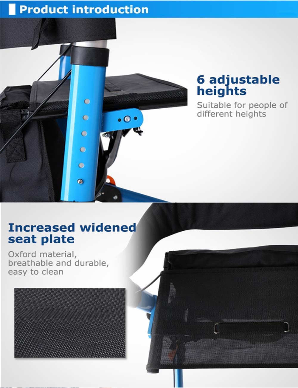 Andador, Rollator, Andador Ligero de Aluminio con Freno de Bucle, Plegable, para Transporte, para Adultos, con Altura Ajustable en Piernas y Brazos Es Muy Amable de tu Parte