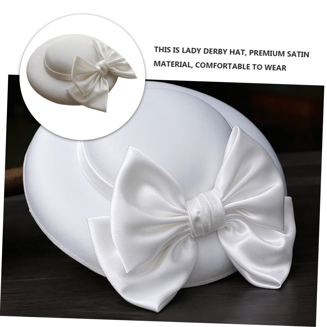 Damen Fascinator Hut FüR Hochzeiten Partys WeißEr Satin Bowler Hut Mit Verstellbarem SchweißBand Eleganter Party Dress FüR Festliche AnläSse Und KostüMpartys