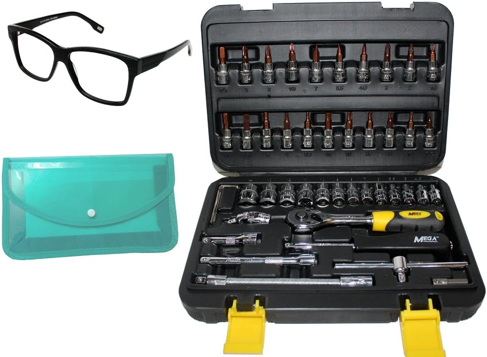 Digital Craft Mega Hobby Tool 1/4" Inch Socket Combination 46 Pieces Set DIY Repair Tool Kit Plus Free Pocket Bag Plus Google