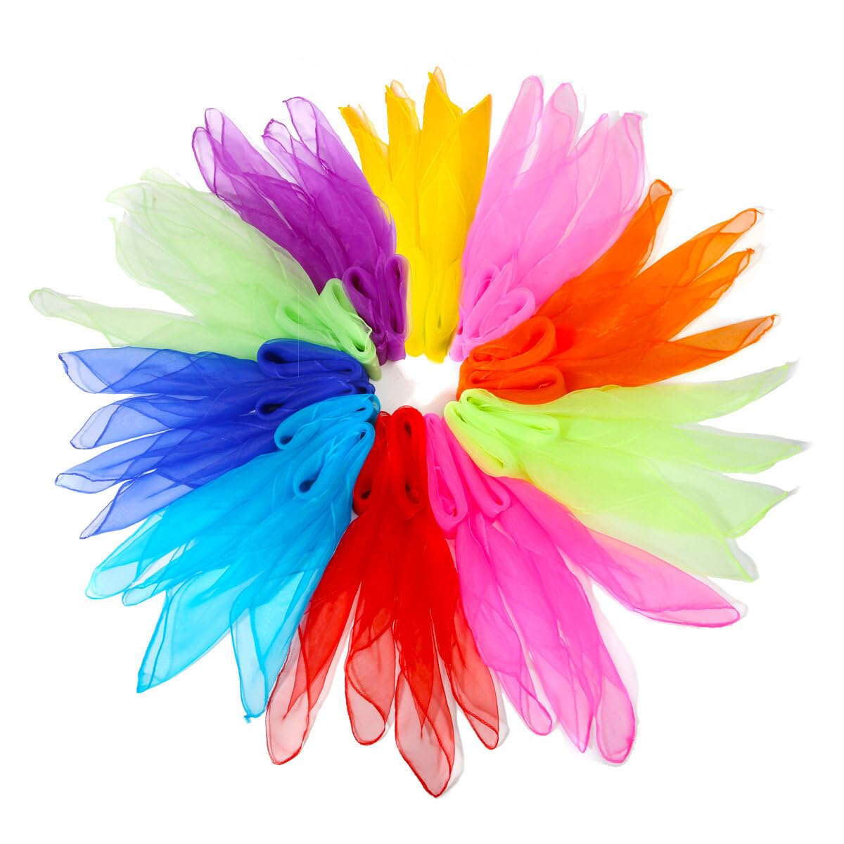 WnewTools 20PCS Silk Scarf Light and Breathable Children's Silk Scarf Dance Performance Props Decorations