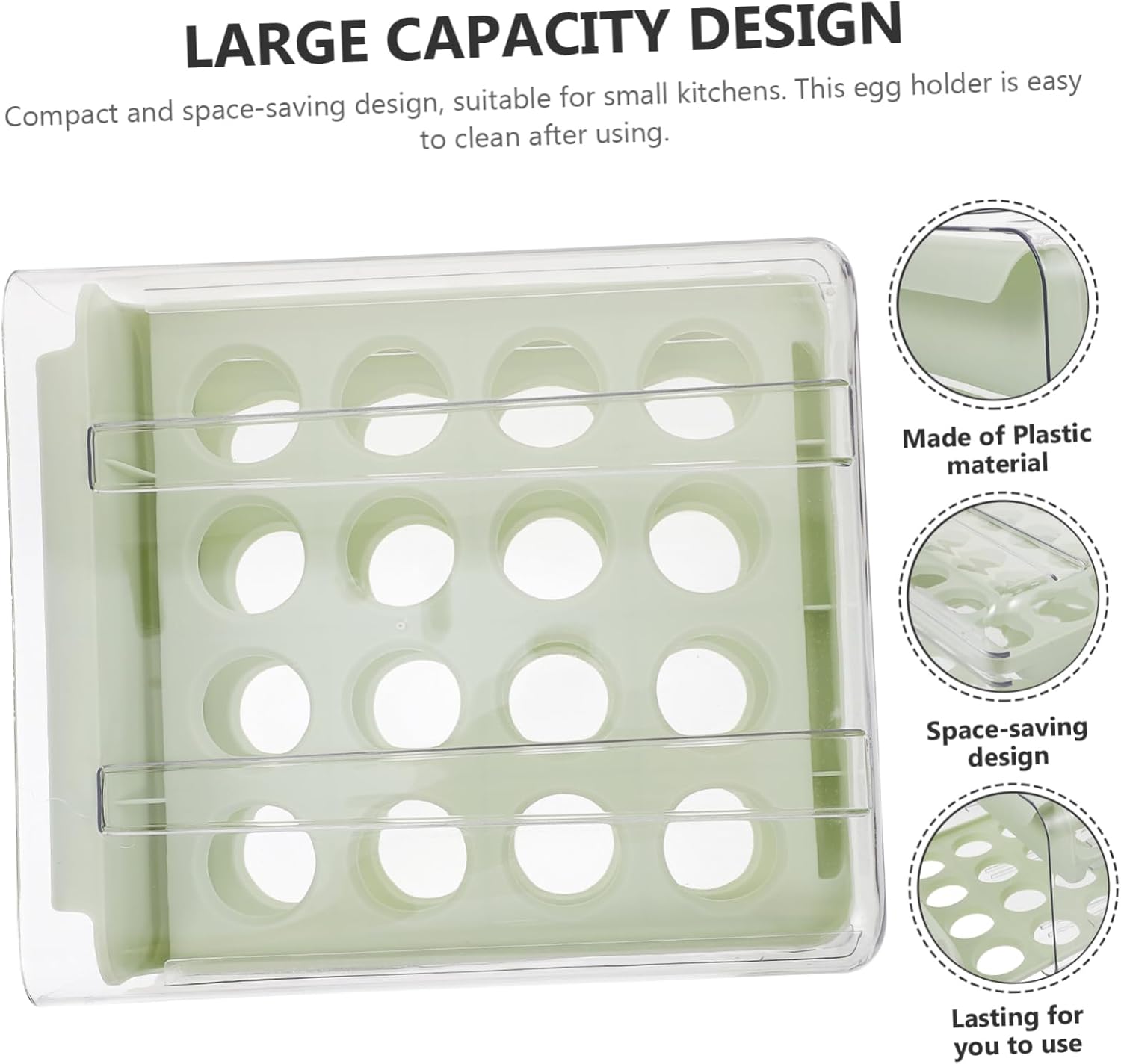 Housoutil Multi-grid Egg Storage Container for Refrigerator Capacity Drawer Design Food-grade Plastic Egg Organizer for Kitchen and Fridge Use