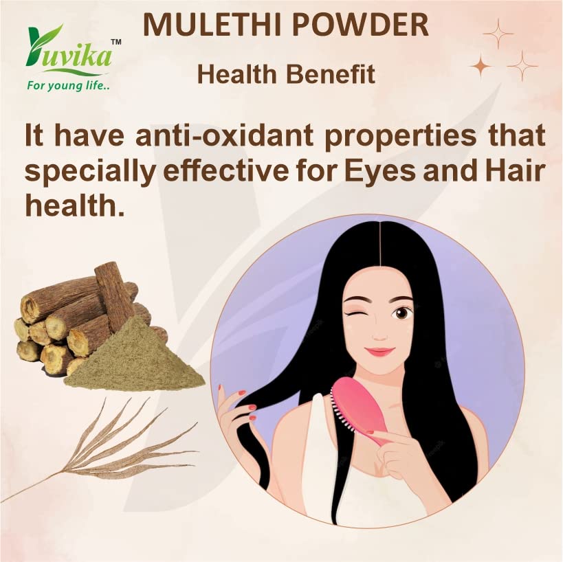 Yuvika Mulethi Powder - Glycyrrhiza Glabra - Yashtimadhu - Jeshthamadha - Licorice Root 100 Grams - Image 8 thumbnail