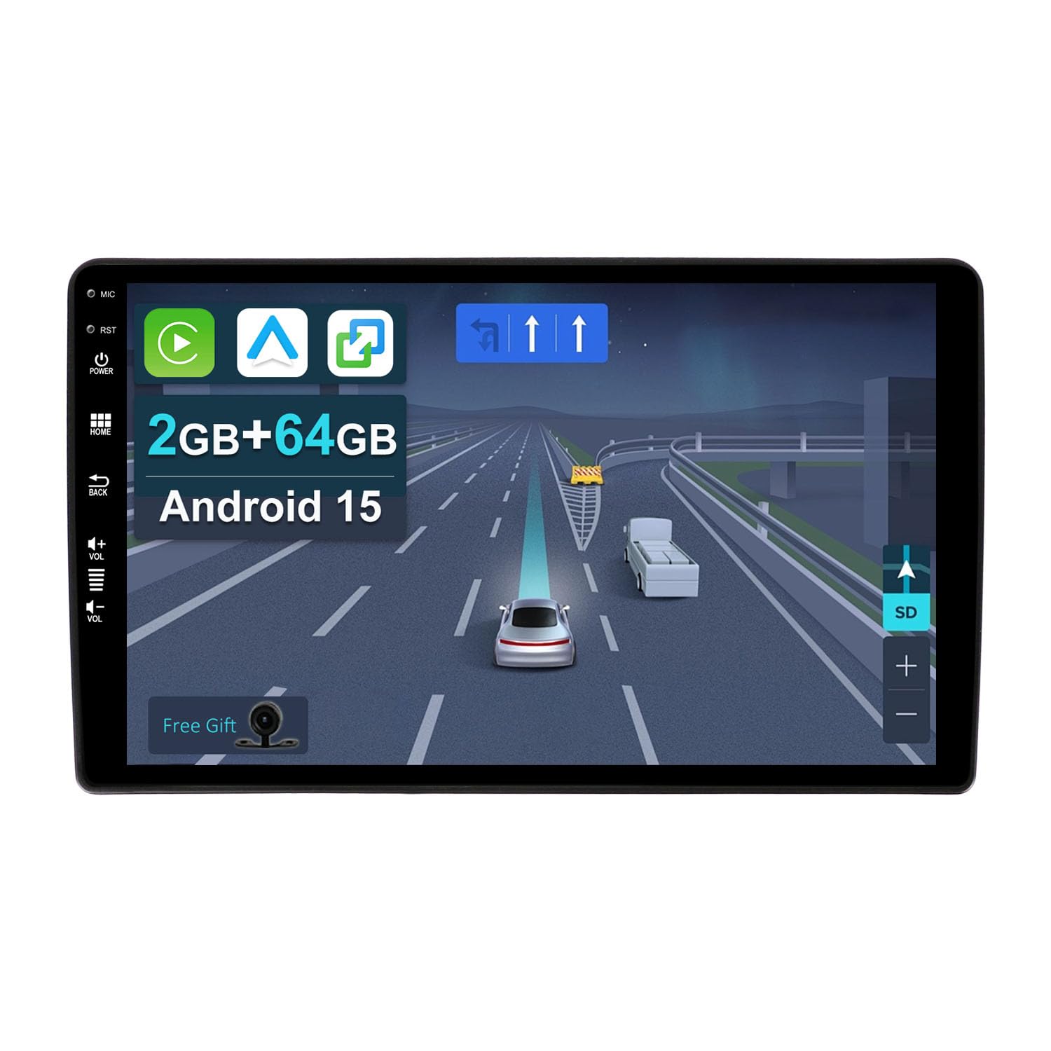 9 Inch Android 14 Car Radio for Renault Dacia Duster Arkana (2015-2018) with Wireless Apple CarPlay Android Car Mirror Link GPS Navigation Bluetooth 5.0 WiFi USB Navi FM + Reversing Camera