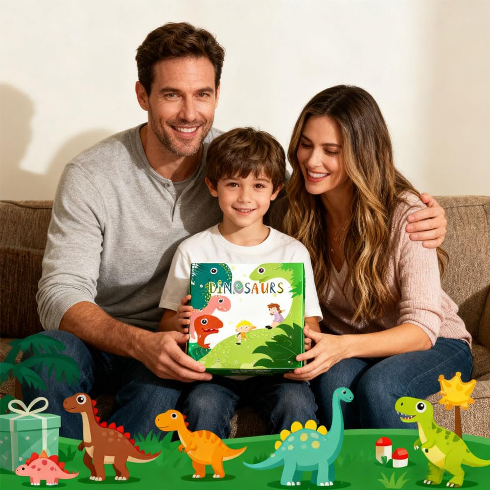 Calendrier de l'Avent 2025, Calendrier Compte à Rebours de Noël 24 Jours avec 24 Dinosaure Figurines Mini Dinosaure Jouet Boîte Aveugle Surprise de Noël Décoration de Noëls Cadeaux pour Enfants - 5
