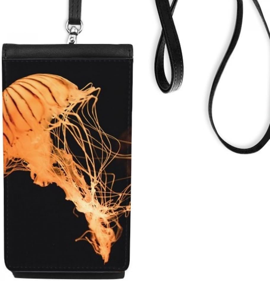 DIYthinker Ocean Jellyfish Science Nature Picture Phone Wallet Purse Hanging Mobile Pouch Black Pocket