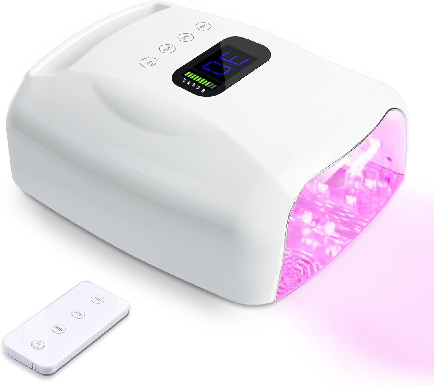 Professional UV Nail Lamp,Built-in Rechargeable 28800 mAh Long Life Batteries,52 LED Beads,Wireless Remote Control,Cooling Fan,Magnetic Base,Cordless UV Light for Gel Nails (Y8-Pro, White)