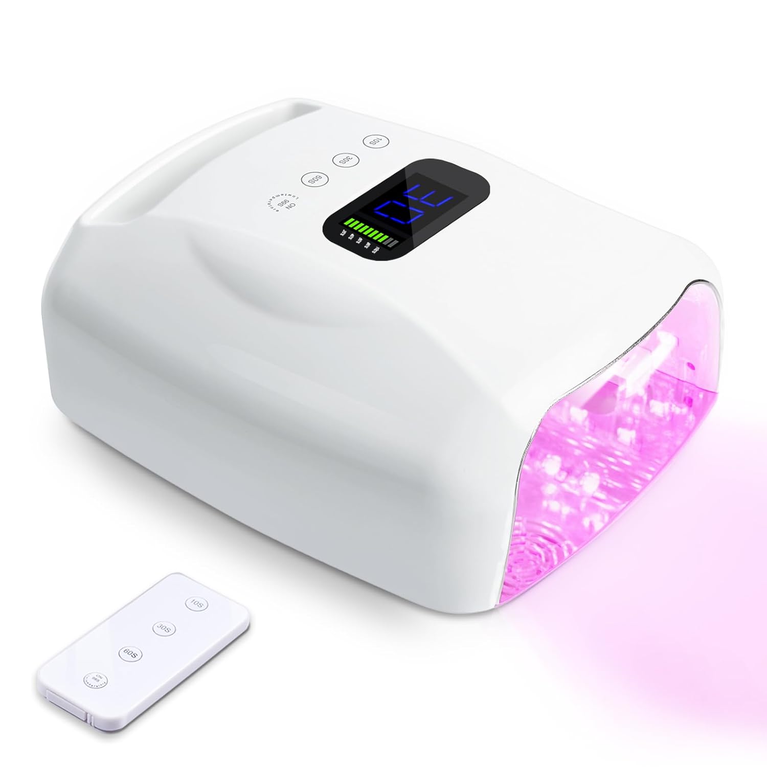 Professional UV Nail Lamp,Built-in Rechargeable 28800 mAh Long Life Batteries,52 LED Beads,Wireless Remote Control,Cooling Fan,Magnetic Base,Cordless UV Light for Gel Nails (Y8-Pro, White)