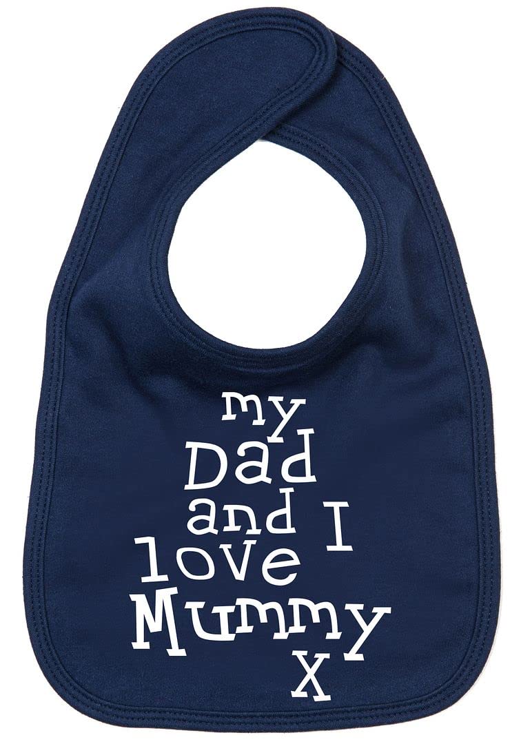 Image is Everything IiE, My Dad and I love Mummy, Baby Unisex Feeding Bib, Navy