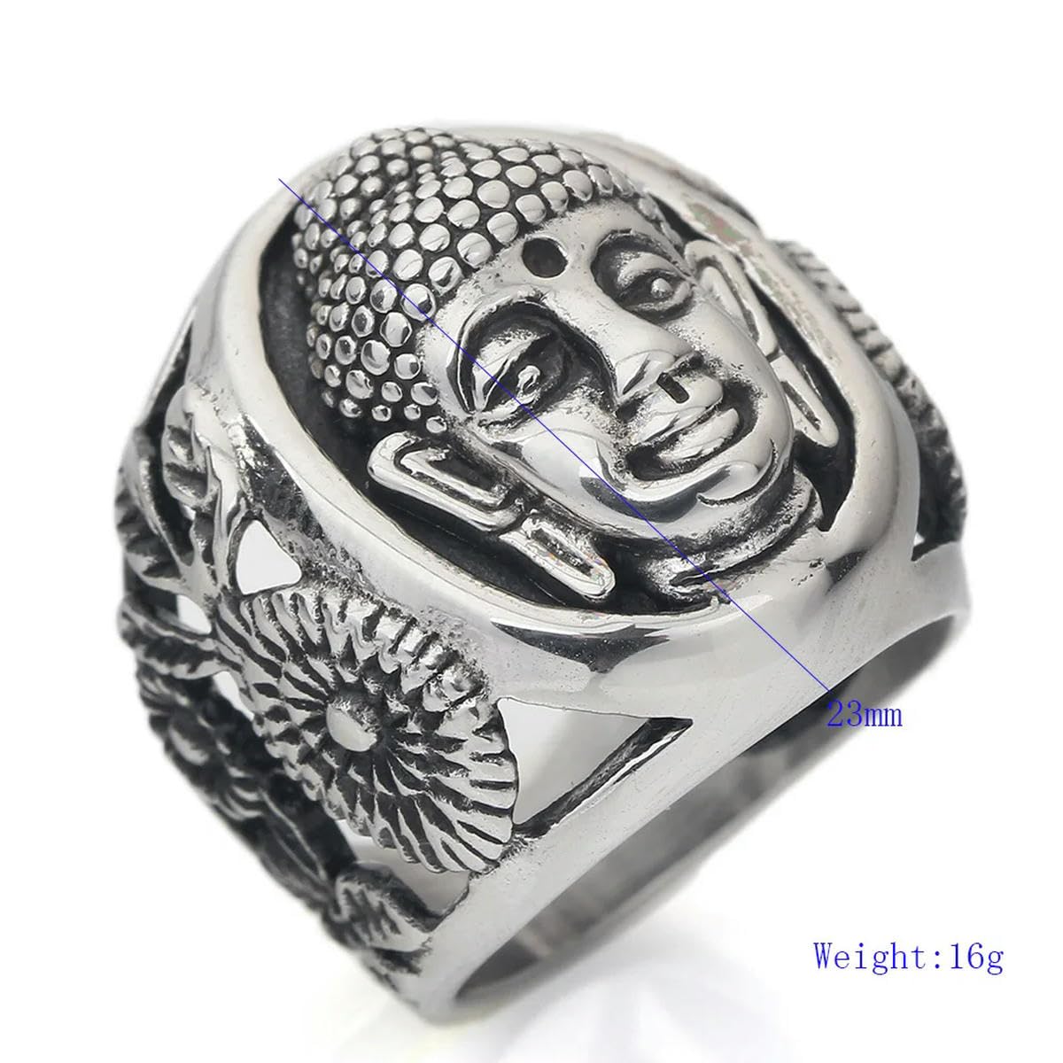 Bouddha Bless Ring Bague De Bijoux Bouddhistes En Acier Inoxydable