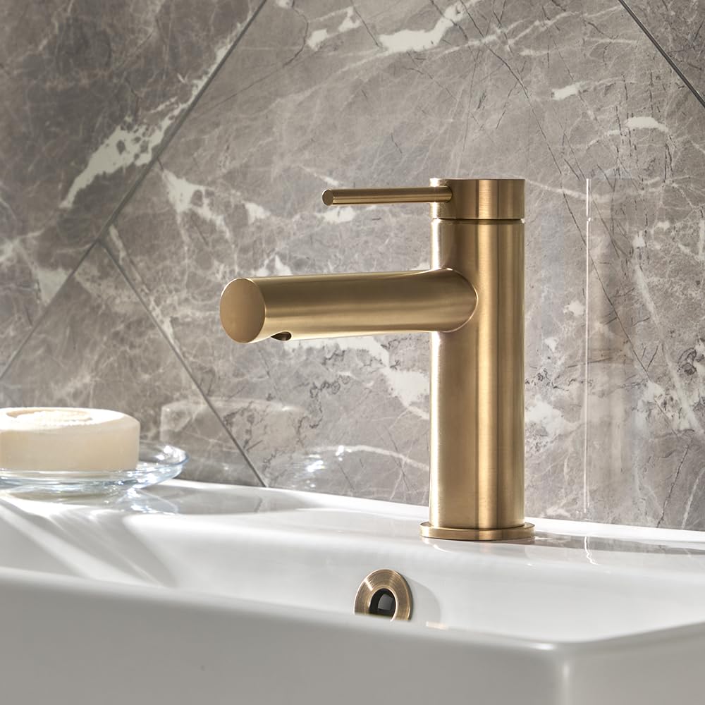 Milano Otto Mono Bathroom Basin Mixer Tap Lever Handle - Brushed Brass