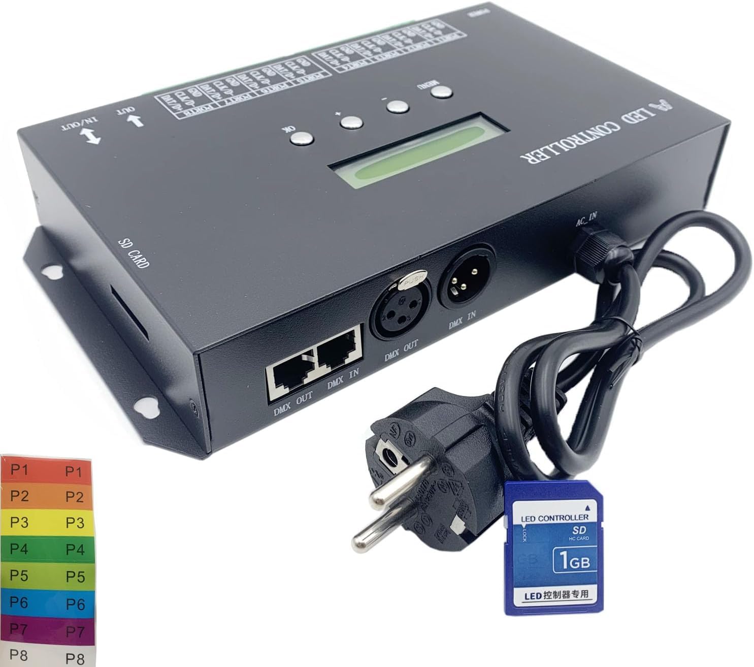 H807SA 8CH artnet/dmx a spi LED pixel controller con scheda SD per ws2811 ws2812b ws2815 ws2813 apa102 strisce LED