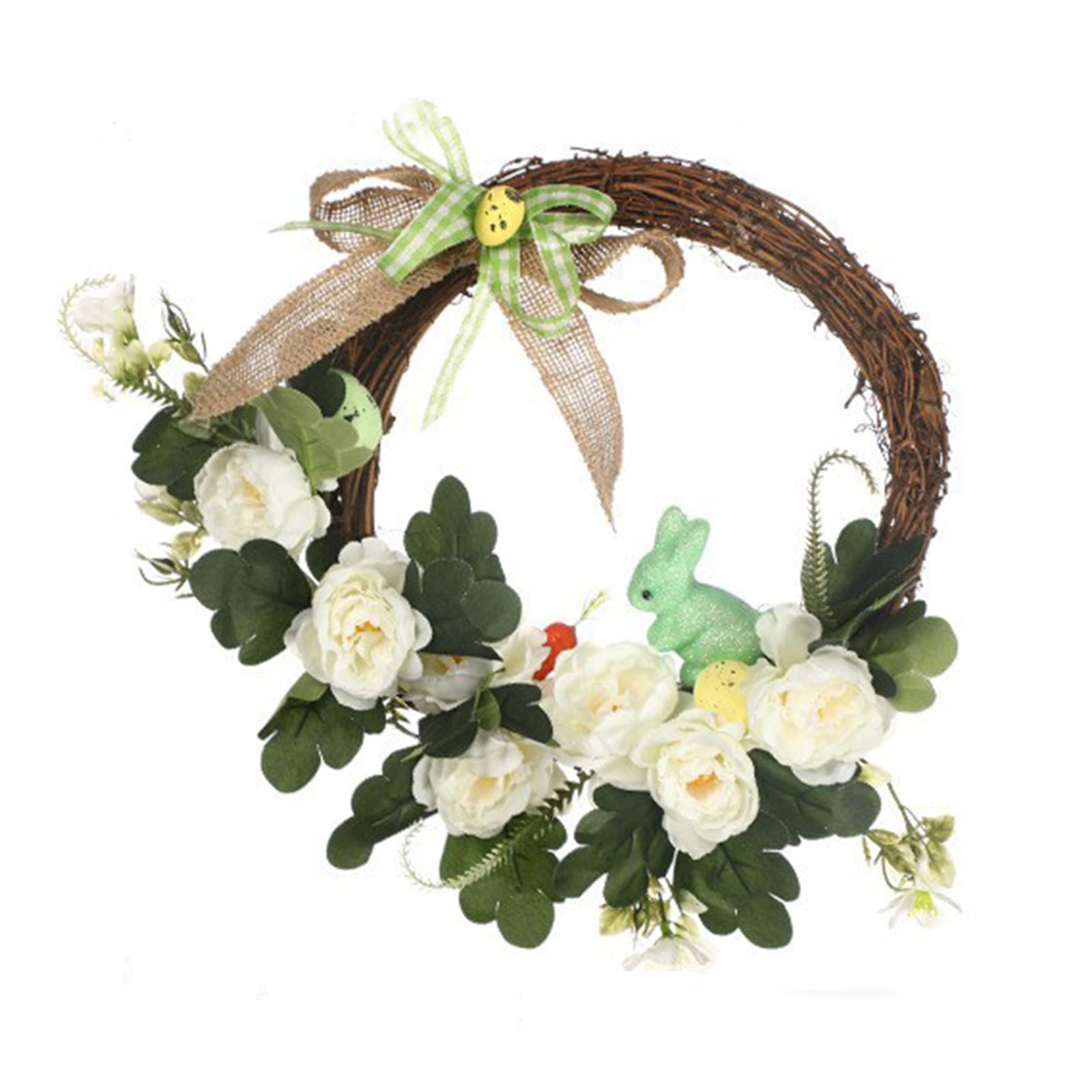 Kalttoy Realistic Eggs and Flower Wreath for Front Door Artificial Florals Garlands Christmas Decoration for Home Spring Wreath