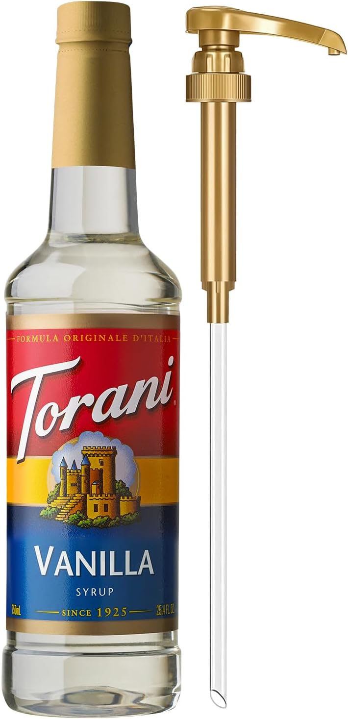 Coffee Syrup, Vanilla Flavored Syrup for Drinks, Pump Included, 25.4 Fl Oz