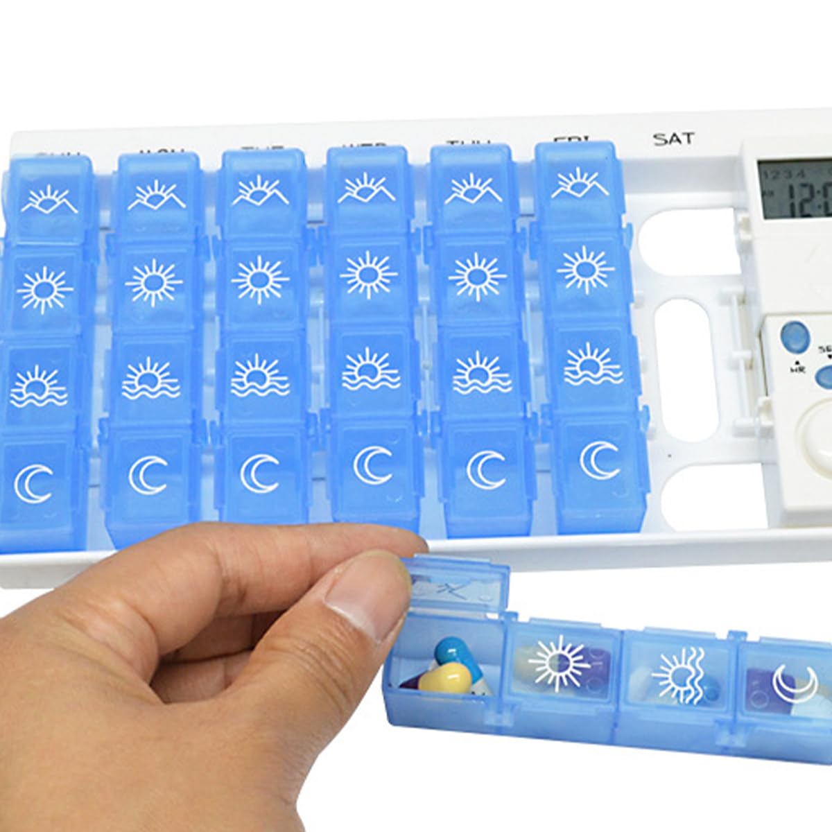 Pilulier distributeur de pilules Pilulier rappel 7 jours 28 grilles Pilulier électronique minuterie pour patients âgés voyageurs