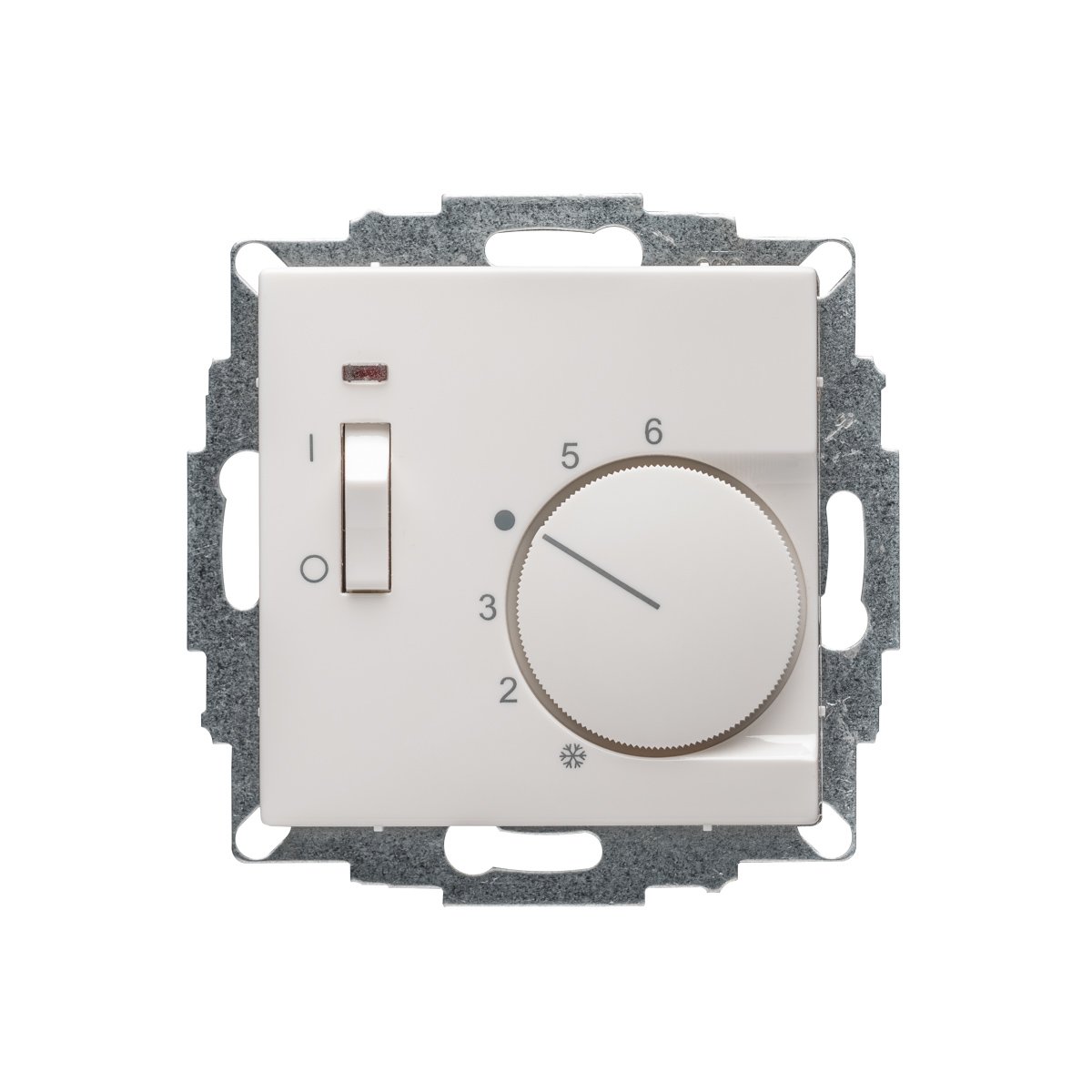 Halmburger Raumthermostat RTR-5513rg inkl. Jung AS 500 Rahmen AS581WW in alpinweiß mit Abdeckung 55x55mm, Öffner mit Schalter EIN/AUS für Fußbodenheizung Stellantriebe 230V (NC)