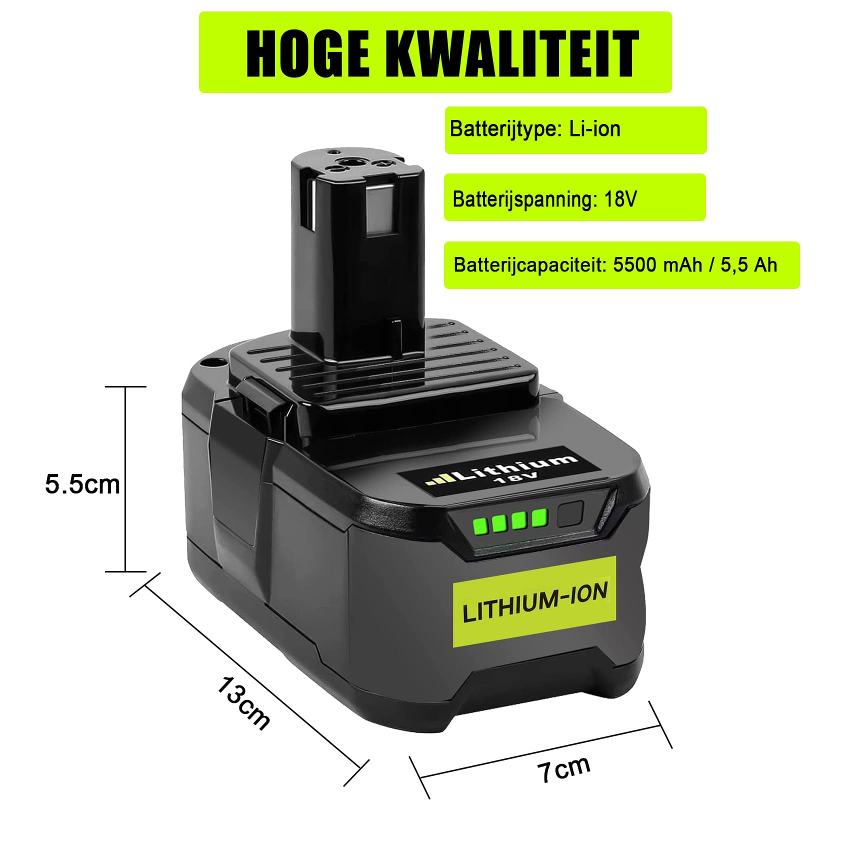 KUNLUN 2pcs 5,5Ah Li-ION Batterie de Remplacement pour Ryobi 18V One RB18L50 RB18L40 RB18L25 BPL-1815 BPL-1820G BPL18151 BPL1820 P104 P105 P107 P108
