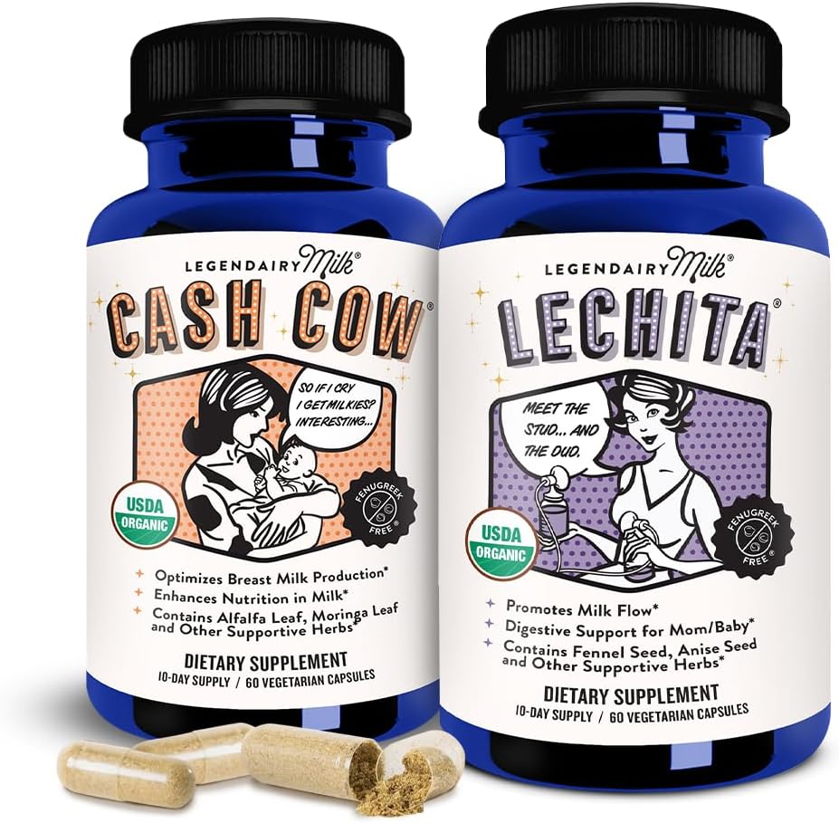 Cash Cow + Lechita - Lactation Supplement to Support Supply and Improve Milk Flow - Made with Moringa, Alfalfa, Fennel, Anise, and Goat's Rue