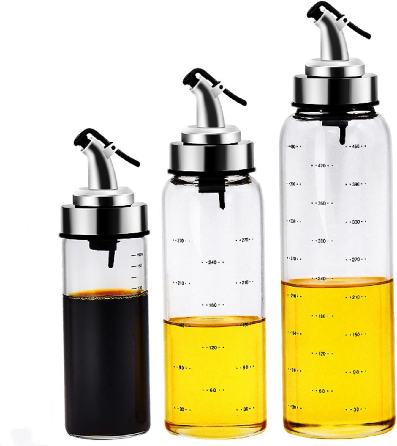 NOVOLAN 3PCS Oil Dispenser Bottle Oil Vinegar Cruet Kitchen Thickened