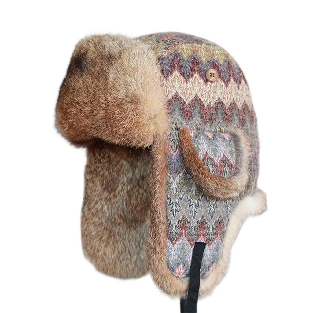 FENOKD Thickened Cotton Cap Winter Ski Ear Protection Hat Men and Women Thunderhead Cap (D 7 1/8)?D-7 1/8