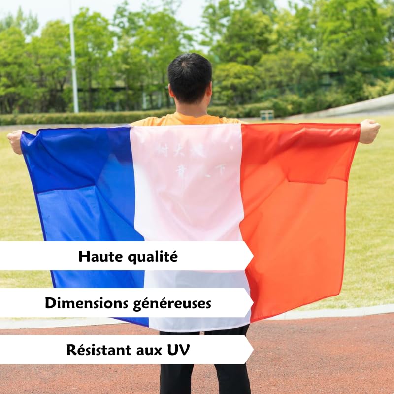 Kit Supporters Français - Drapeau Cape & Stick de Maquillage Bleu-Blanc-Rouge France