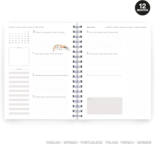 Miniatura 2 de MIQUELRIUS - Agenda septiembre 2022 junio 2023 - Semana Vista - Tamaño grande 6.1 x 8.4in - Multilingüe inglés, español, portugués, italiano,