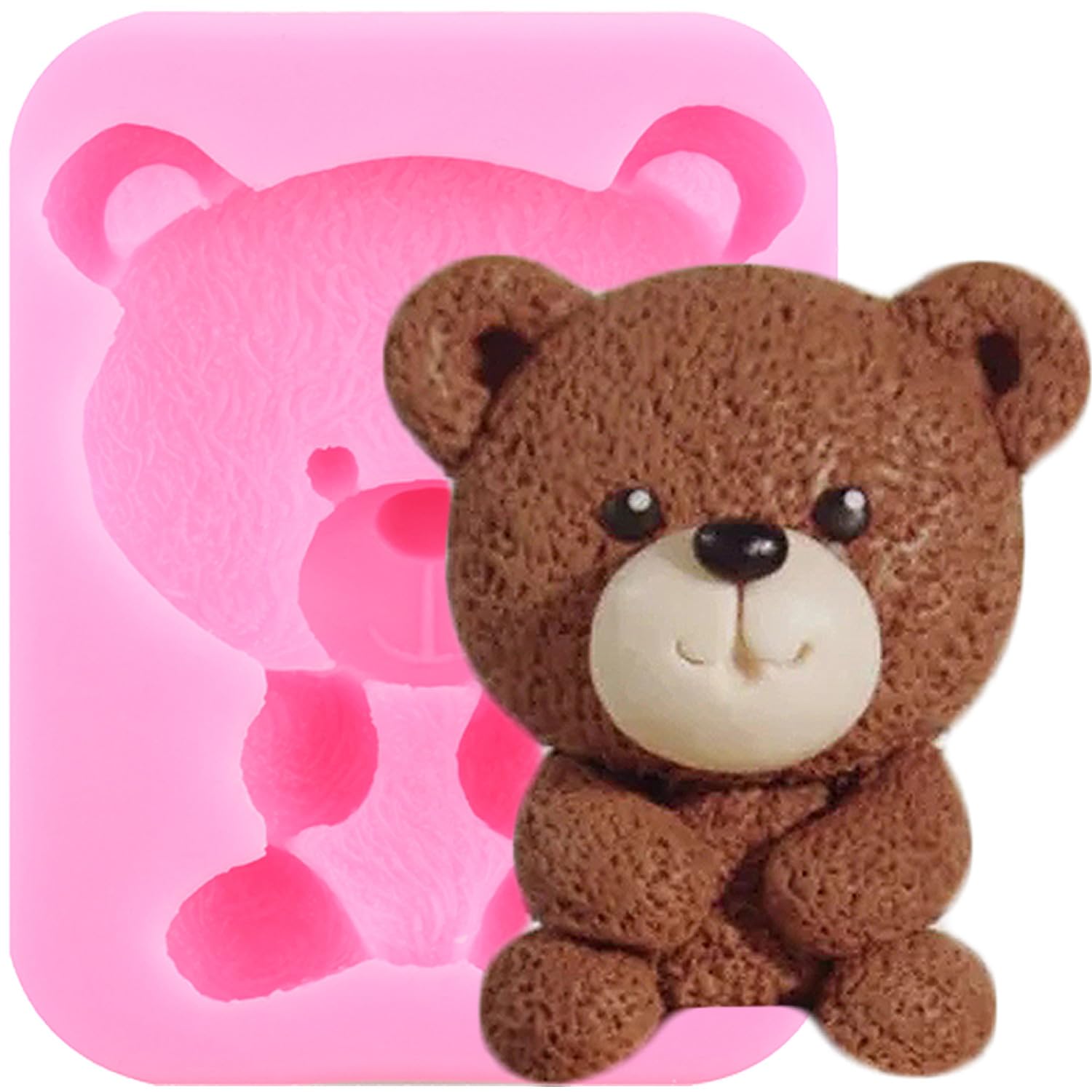 Moldes de silicona para fondant, con diseño de oso, caramelo, chocolate, para decoración de pasteles de azúcar, cupcakes, pasta de goma, arcilla polimérica