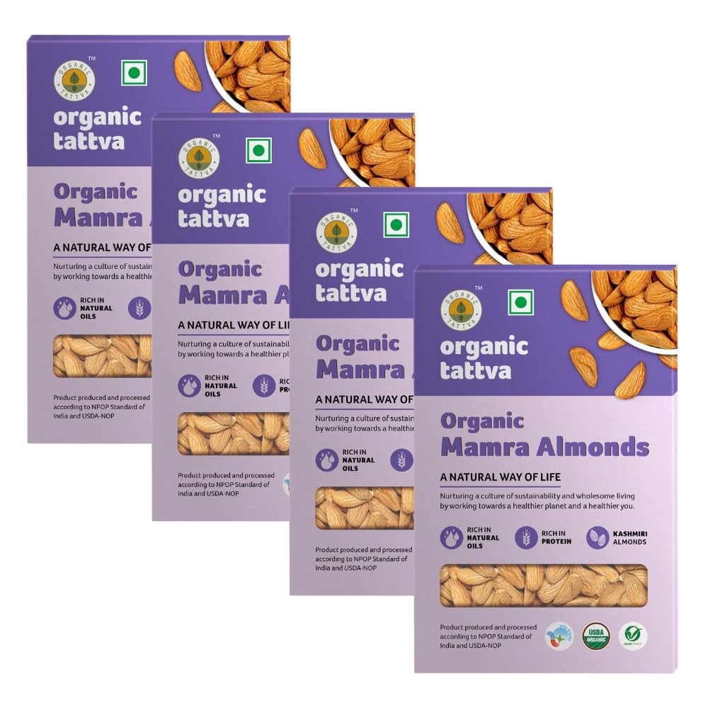 ORGANIC TATTVA Organic Kashmiri Mamra Raw Almonds/Badams 400Gram (Pack Of 4) (B0C7N68QH5) Amazon Price History, Amazon Price Tracker