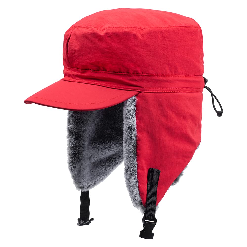 HunterBee Red Winter Trapper Hunting Hat with Visor Elmer Fudd