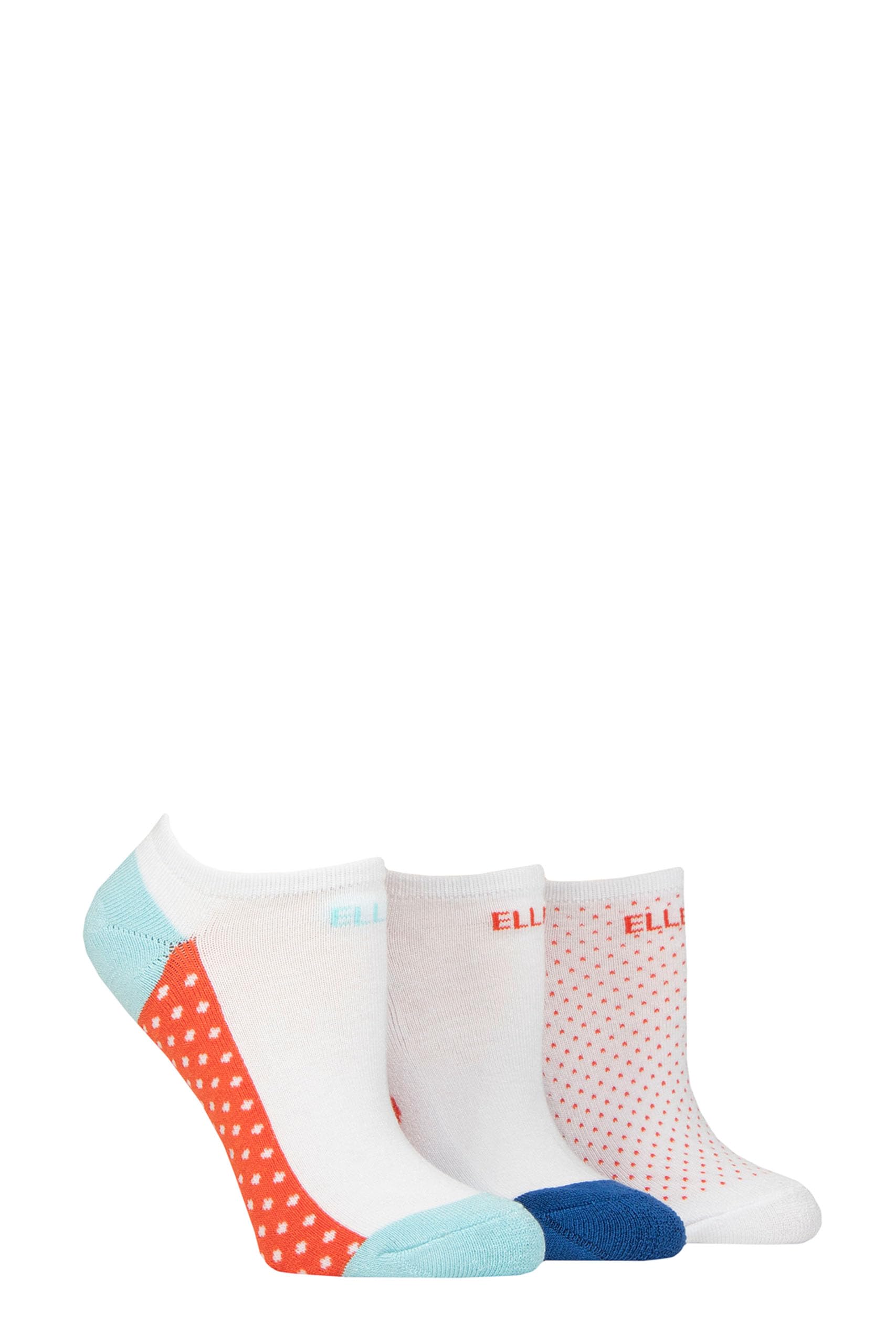 ELLE Cushioned No Show Socks - Ladies Soft Breathable Bamboo Invisible Low Cut Socks Multipack of 3 Mandarin 4-8