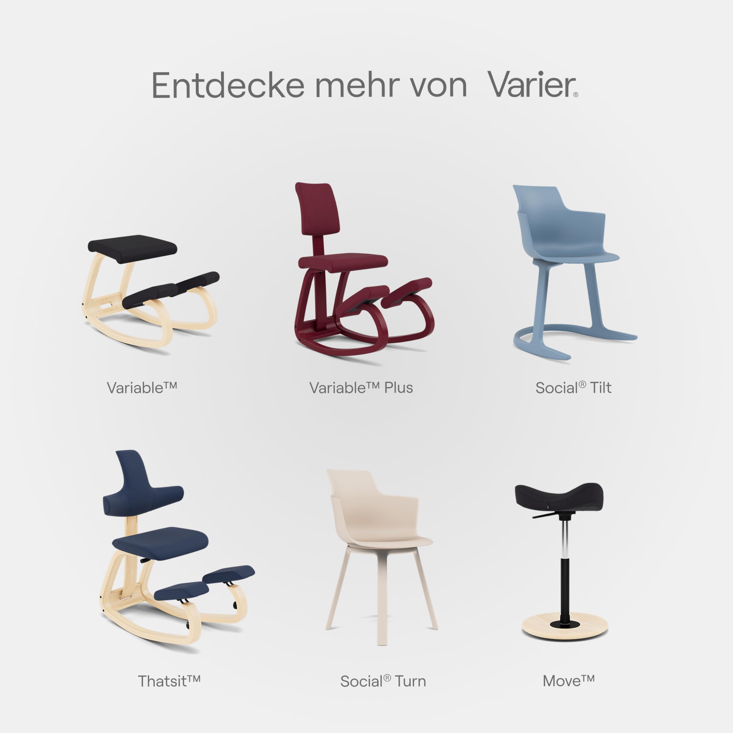 Varier Variable Plus Kniestuhl mit Rückenlehne Natur/Schwarz – Ergonomischer Bürostuhl im Skandinavischen Design, Aktives Sitzen und Komfort – 10 Jahre Garantie