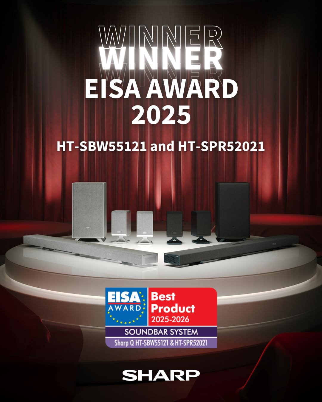SHARP HT-SBW55121(BK) Barre de Son 5.1.2 canaux avec Caisson de Basses sans Fil - Audio Home cinéma 650 W, Dolby Atmos, DTS:X, Bluetooth 5.3, HDMI eARC, Passthrough 4K - Noir