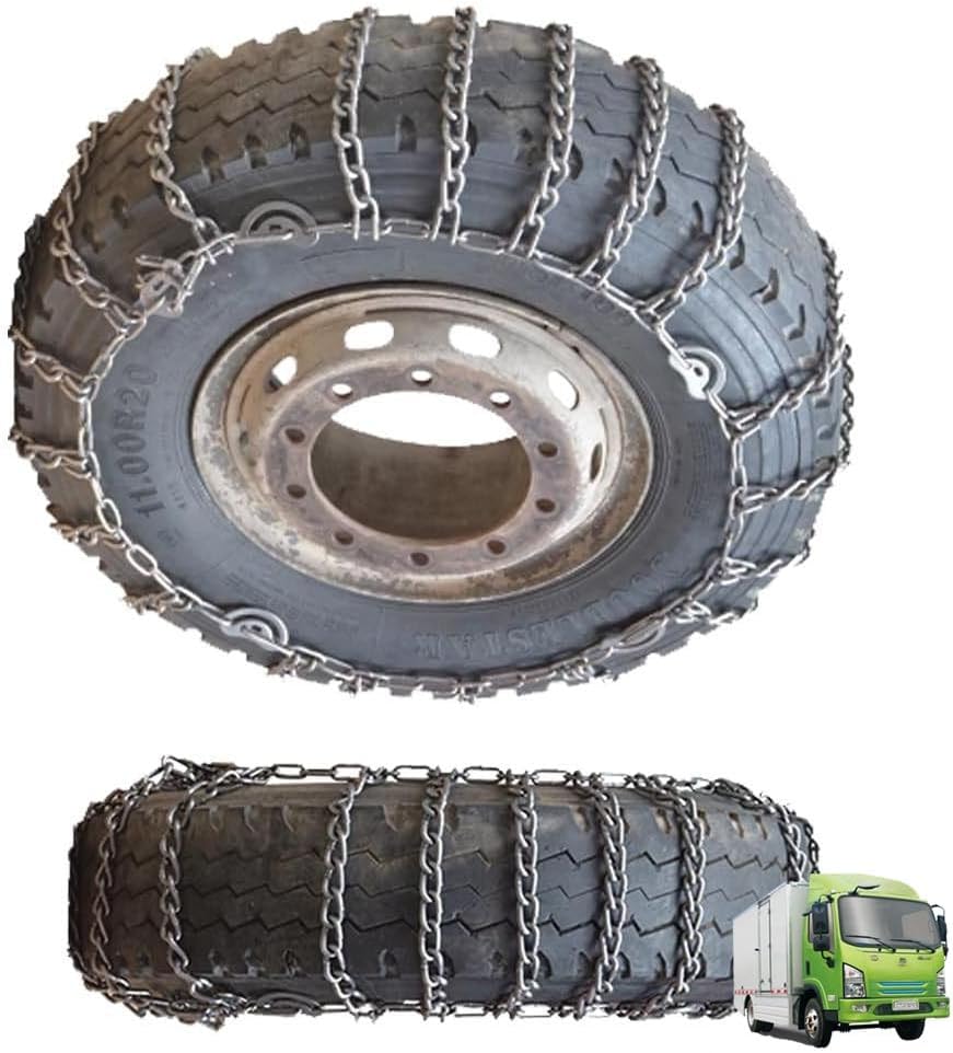 Set of 2 Universal Emergency Tire Traction Chain Snow Chains for Semi Trucks Metal Tire Chains for SUV Trucks Pickup Trucks Semi Trucks Van Trucks ATV Light Truck 9mm 215/75R17.5 9mm 9R22.5
