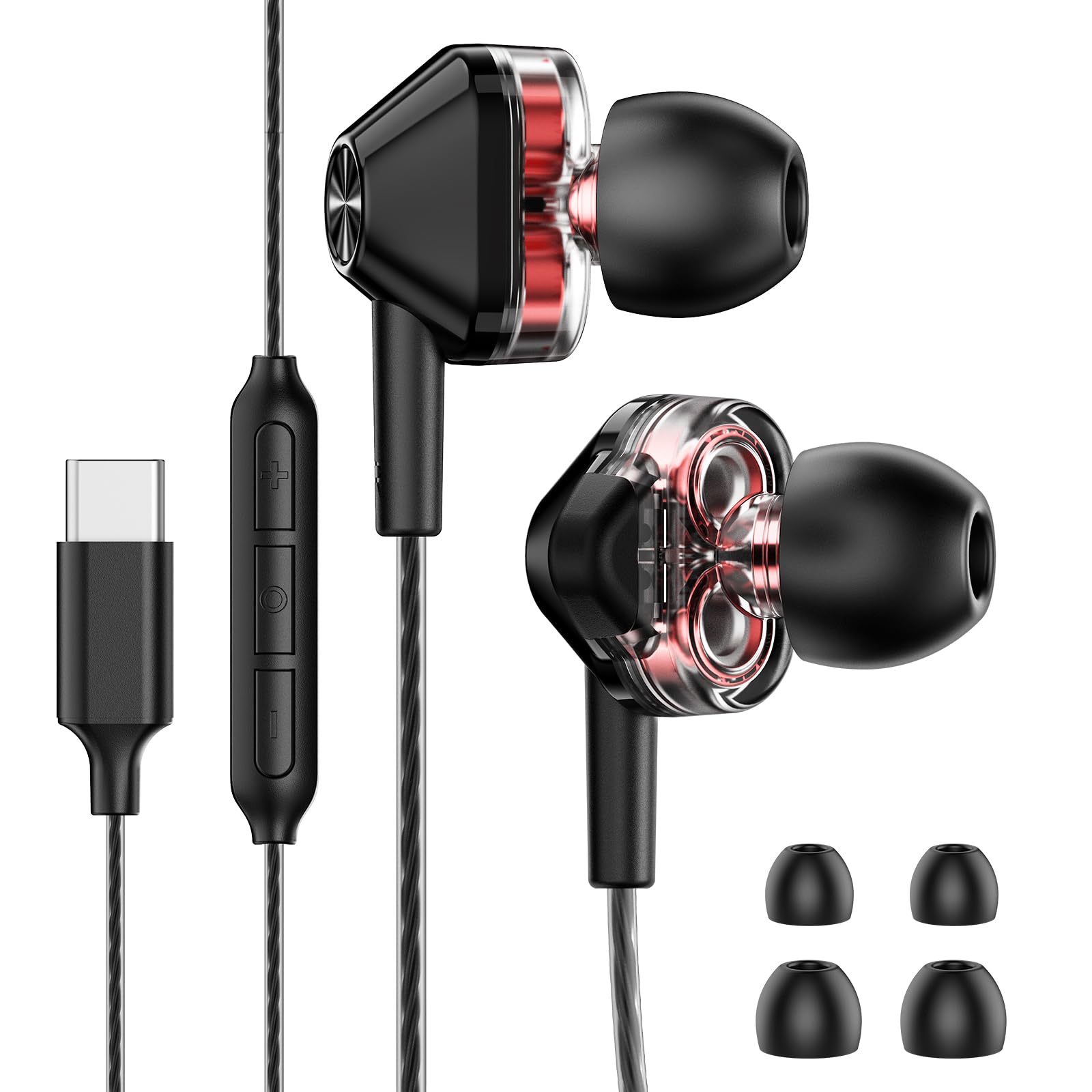 Amazon.com: USB-C Wired in-Ear Earbuds, Dual Driver Hi-Fi