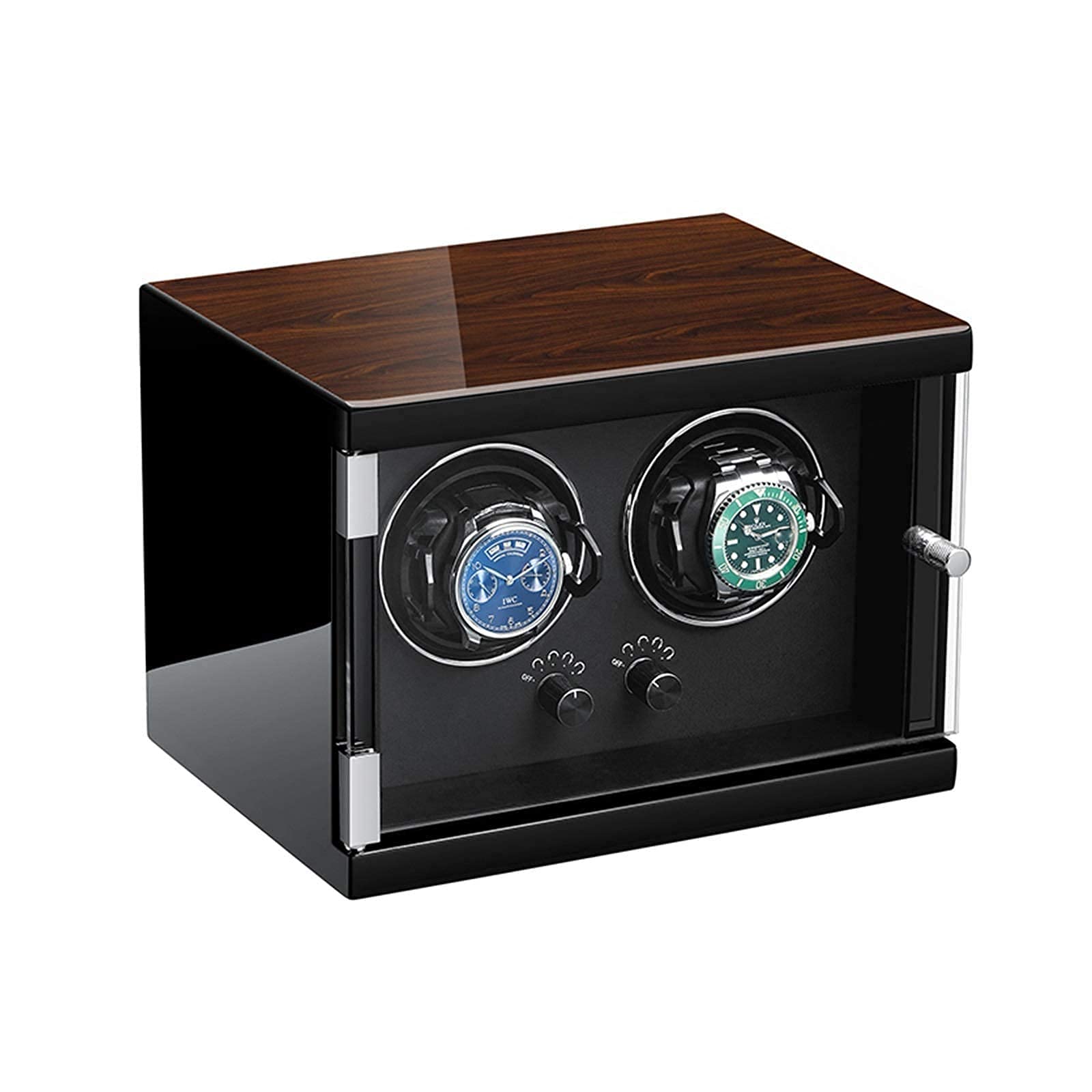 CGCSYZ Double Watch Winder For Automatic Watches Soft Leather Adjustable Watch Pillow Silent Motor 5 Gear Adjustment Exquisite/Black