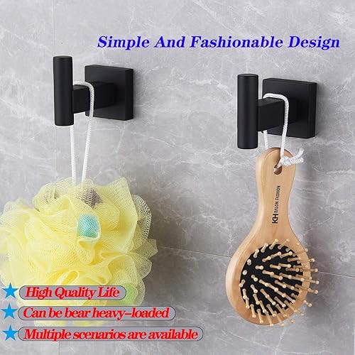 Miniatura 4 de GERZWY Gancho para ropa de baño, color negro mate, SUS 304, de acero inoxidable, para baño, cocina, garaje, resistente, contemporáneo, estilo hotel,