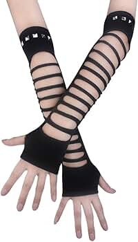 完売品＜TODAYFUL＞seamless mitten arm warmers White Metallic Fuzzy Knit Fingerless Arm Warmers – Luxury Divas
