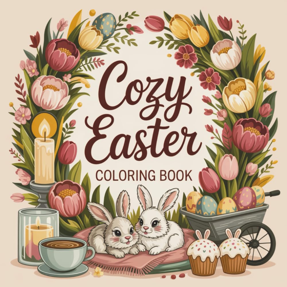 Cozy Easter Coloring Book: Spring Vibes, Bold and Easy Designs for Adults & Teens