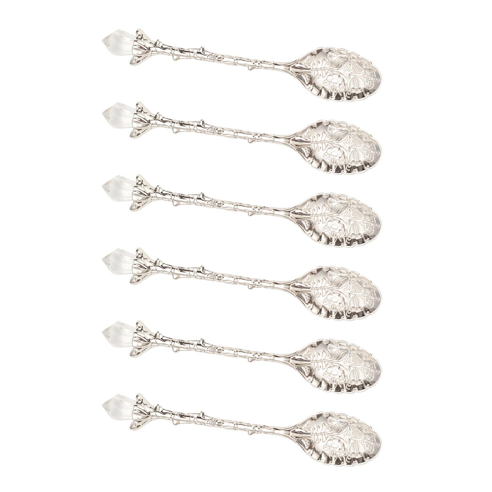 Buxuaaaa Of 6 Elaborate Needle Molded Metal Spoons Dishwasher Vaping Device Baking Drink Garnishing Old Incised Metal Mixture Spoon