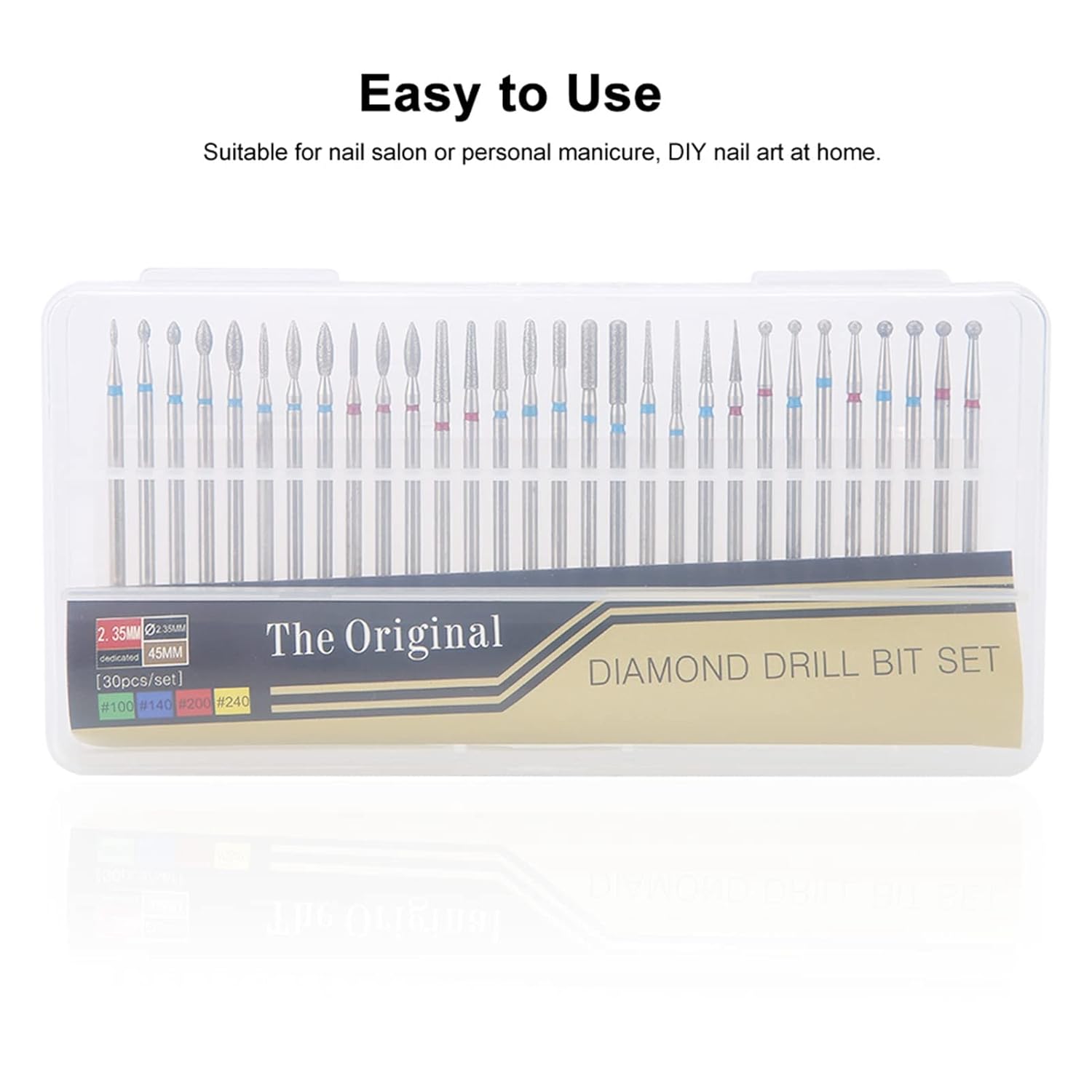 30 Pcs / Set Nail Drill Bits, Electric Rotary Diamond Nail File Drill Bits For Manicure Pedicure, Diy Nail Art and Cuticle Clean Grinding Polishing Peeling Drill Carving Radian Tools