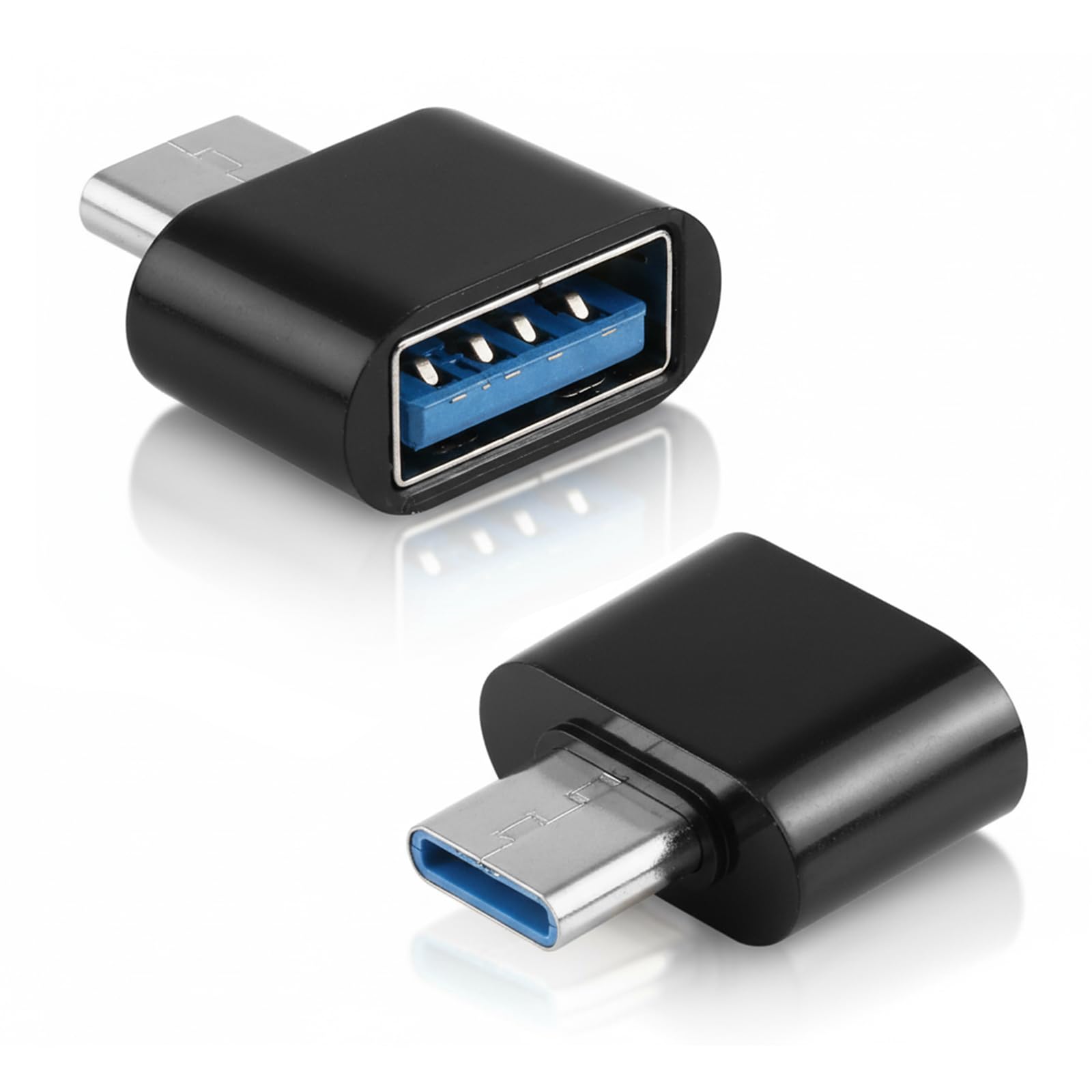 2 pcs USB-C to USB Adapter, USB Type-C Male to USB-A Female OTG Adapter Compatible with MacBook Pro, iPhone 15 Pro Max, Samsung Galaxy, iPad, Dell XPS, and More,Black