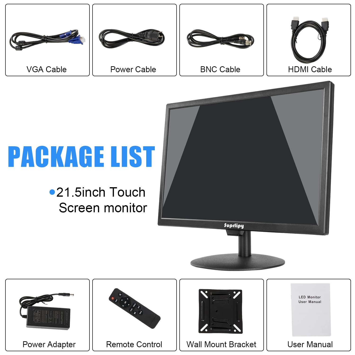21.5 cal FHD1920x1080 Ekran Dotykowy Wsparcie HDMI VGA AV USB BNC, 10 Punktów Pojemnościowy Ekran Dotykowy TFT LED 16:9 Monitor dla Laptopa PC Xbox PS5 PS4 Przełącznik POS Systems Wbudowane