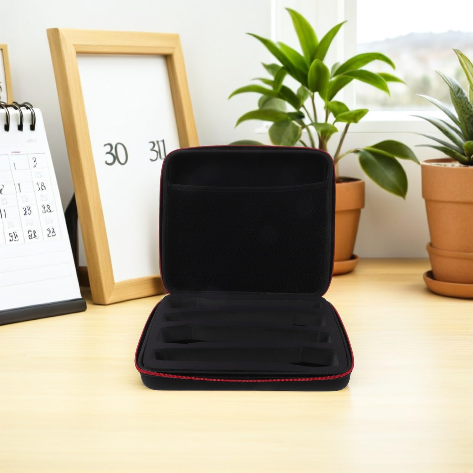 VANZACK Estuche Rígido para Micrófonos Inalámbricos 2 Unidades Tamaño 29X26X7 CM Material EVA Resistente a Impactos Bolsa de Viaje para 4 Micrófonos de Mano Adecuado para Uso en