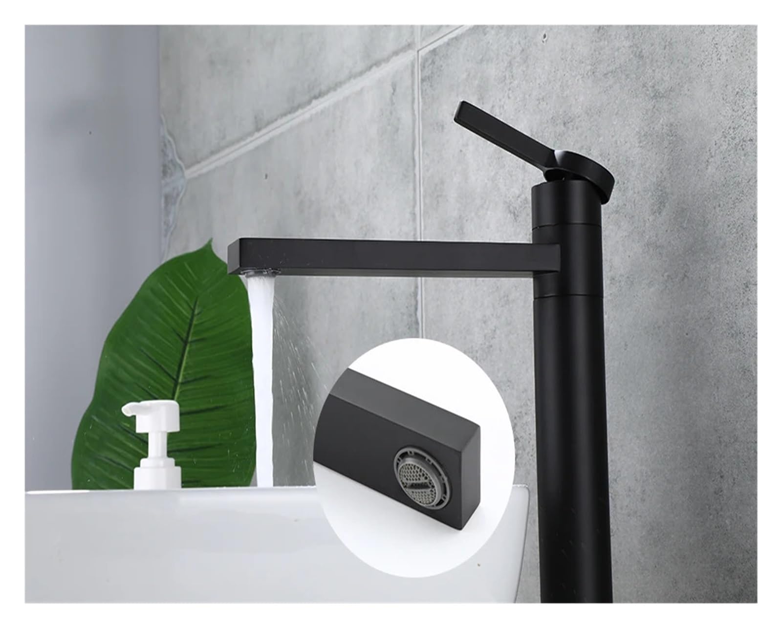Baterie łazienkowe Bateria umywalkowa Wysoka bateria zlewozmywakowa Kran z ciepłą i zimną wodą 360° Mosiądz Czarny(Chrome Faucet)